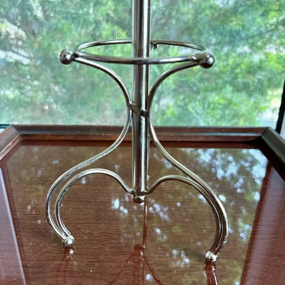 Vintage Silver Tone Mini Coat Rack Jewelry Stand or Display 16 Inch